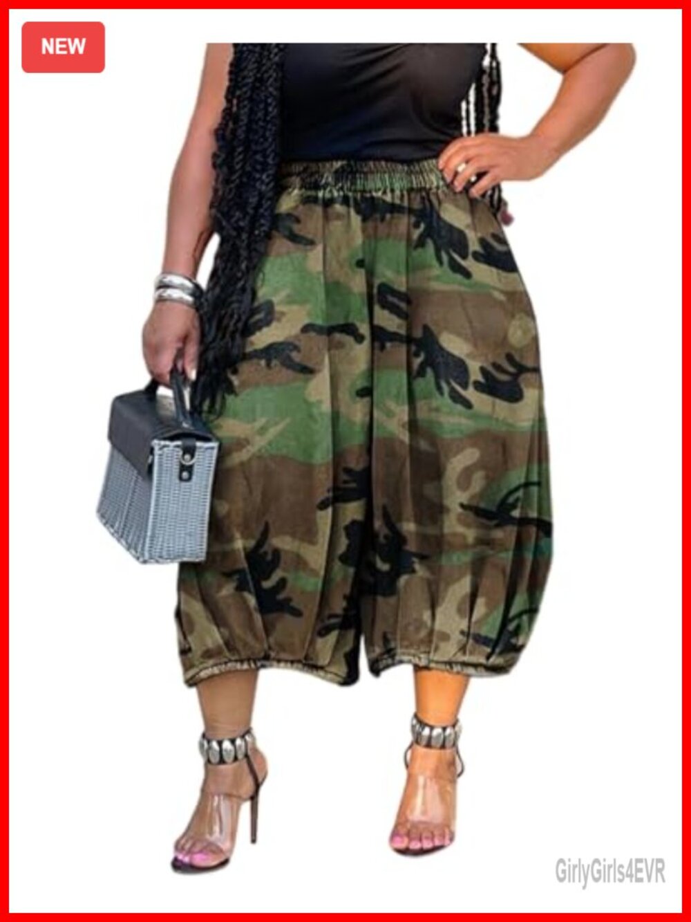 Camo Cargo Wide Leg Barrel Pants Cropped High Waisted Y2K Streetwear